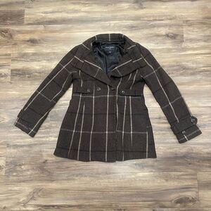 Banana Republic Brown Checkered Pea Coat
